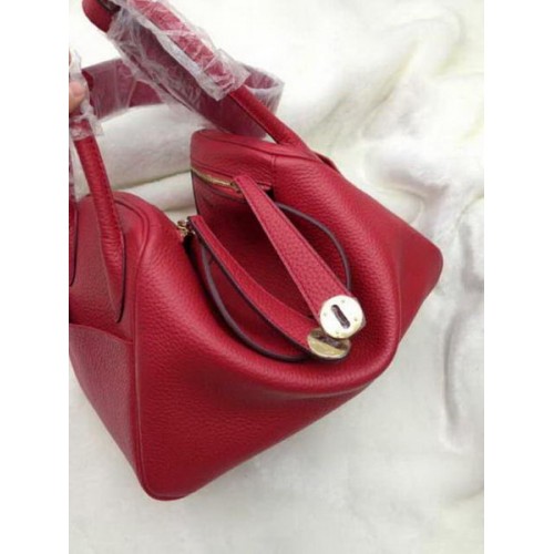 Hermes Lindy 30CM rote Lederumhängetasche HLD30 Gold