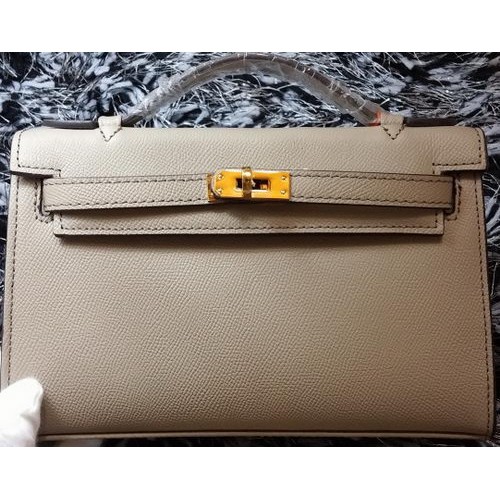Hermes MINI Kelly 22cm Einkaufstasche Kalbsleder K011 Grau