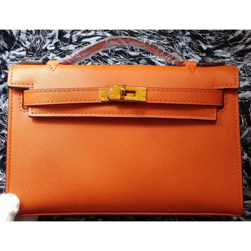 Hermes MINI Kelly 22cm Einkaufstasche Kalbsleder K011 Orange
