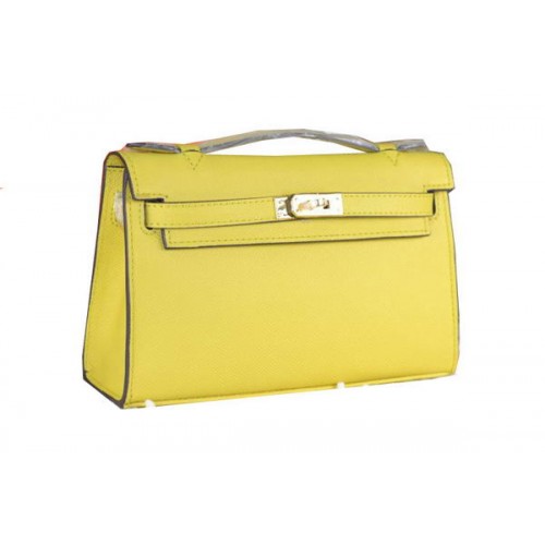 Hermes MINI Kelly 22cm Einkaufstasche Kalbsleder Zitrone