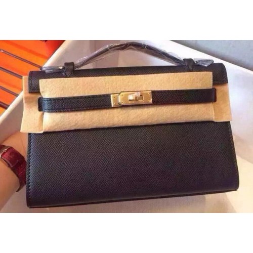 Hermes MINI Kelly 22cm Einkaufstasche Kalbsleder K22 Schwarz