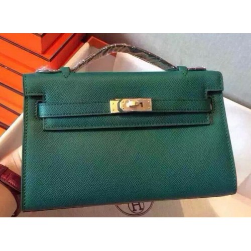 Hermes MINI Kelly 22cm Einkaufstasche Kalbsleder K22 Dunkelgrün