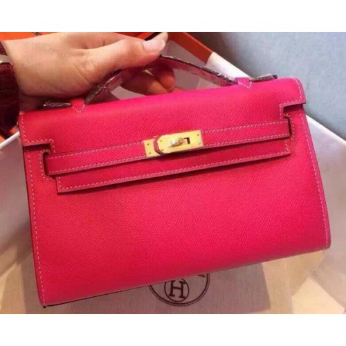 Hermes MINI Kelly 22cm Einkaufstasche Kalbsleder K22 Rose