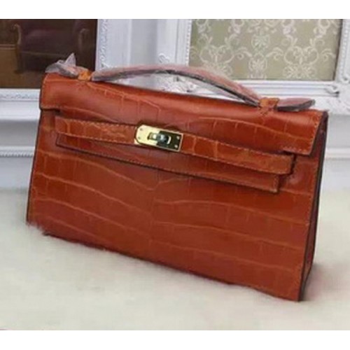 Hermes MINI Kelly 22cm Tragetasche Krokoleder KL22 Orange