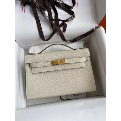 Hermes Original Epsom Leder KEL2278 Kreide & goldfarbenes Metall