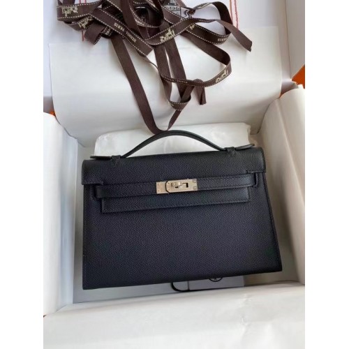 Hermes Original Epsom Leder KEL2278 schwarz & silberfarbenes Metall