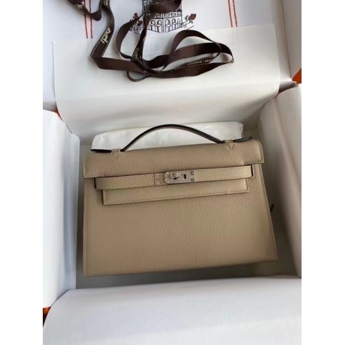 Hermes Original Epsom Leder KEL2278 grau & silberfarbenes Metall