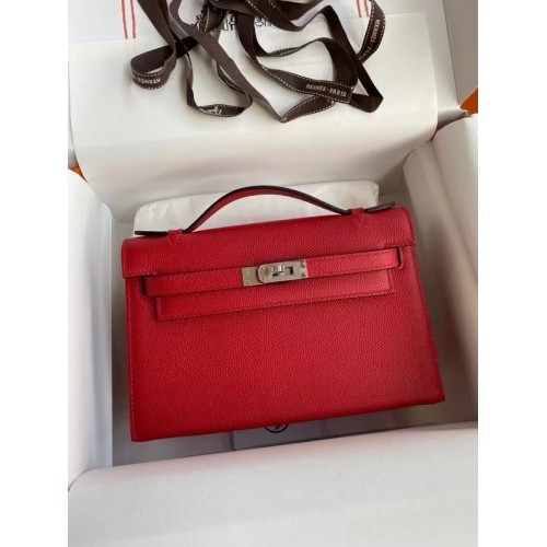 Hermes Original Epsom Leder KEL2278 rot & silberfarbenes Metall
