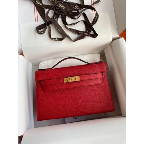 Hermes Original Epsom Leather KEL2278 rot-goldfarbenes Metall