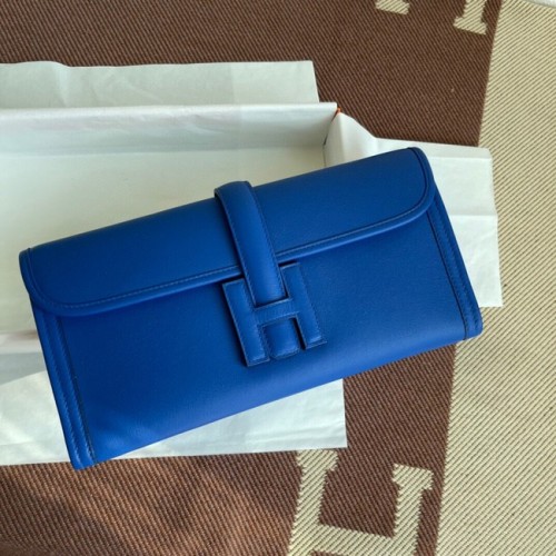 Hermes Original Jige Swift Lederclutch 37088 Elektrooptik blau