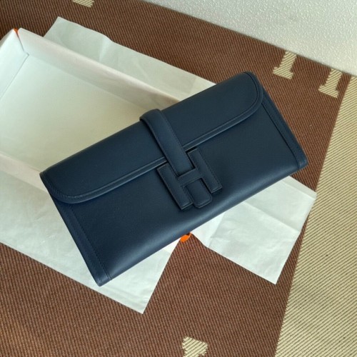 Hermes Original Jige Swift Leder Clutch 37088 Saphirblau