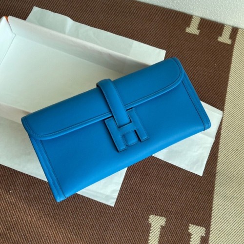 Hermes Original Jige Swift Lederclutch 37088 blau