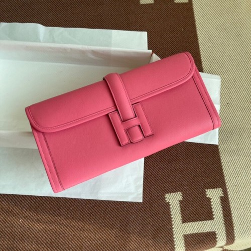 Hermes Original Jige Swift Leather Clutch 37088 Kirschblüten