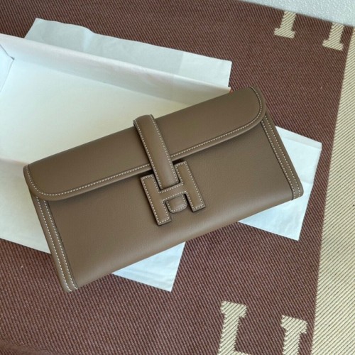 Hermes Original Jige Swift Leder Clutch 37088 dunkelgrau