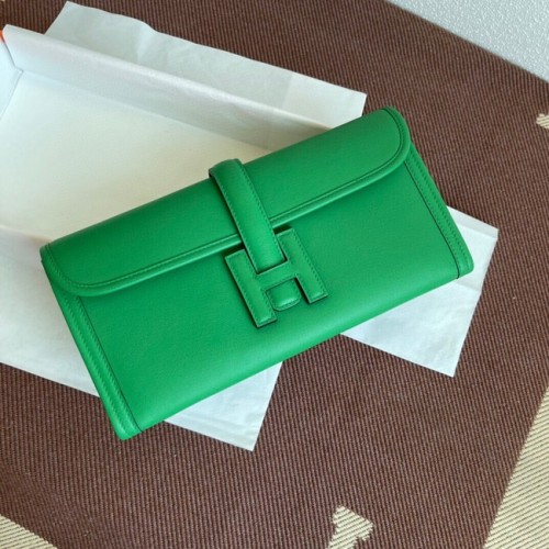Hermes Original Jige Swift Lederclutch 37088 grün