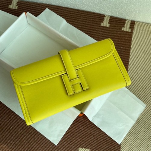 Hermes Original Jige Swift Leder Clutch 37088 Zitrone