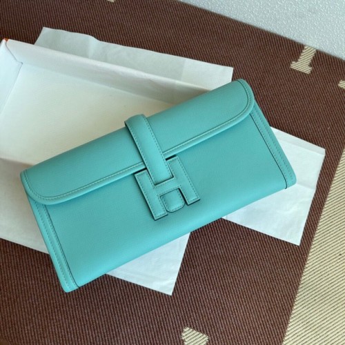 Hermes Original Jige Swift Lederclutch 37088 hellblau