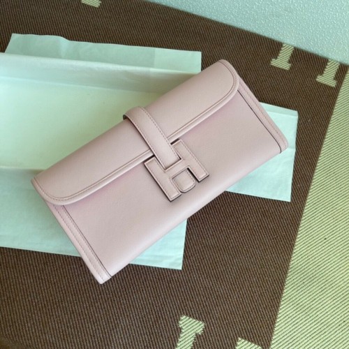 Hermes Original Jige Swift Lederclutch 37088 Hellrosa