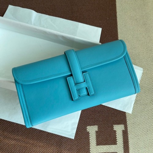 Hermes Original Jige Swift Lederclutch 37088 himmelblau