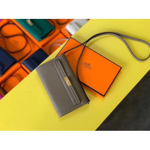 Hermes Original Kelly Espom Leder to go woc Tasche H4087 dunkelgrau