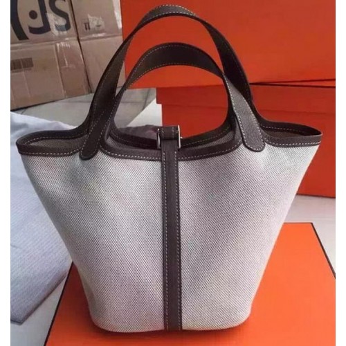 Hermes Picotin Lock 18cm Tasche Canvas HPL8618T Dunkelgrau