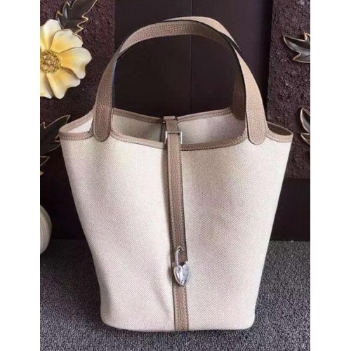 Hermes Picotin Lock 18cm Tasche Canvas HPL8618T Grau