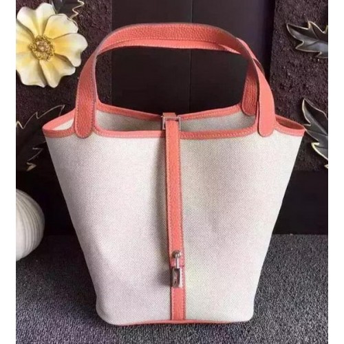 Hermes Picotin Lock 18cm Tasche Canvas HPL8618T Hellrosa