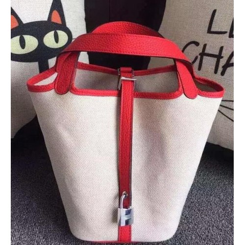 Hermes Picotin Lock 18cm Tasche Canvas HPL8618T Rot