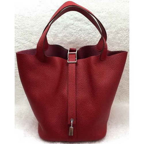 Hermes Picotin Lock 22cm Taschen Litschi Leder HPL1048 Rot