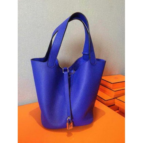 Hermes Picotin Lock 22cm Taschen Litschi Leder HPT22 Blau