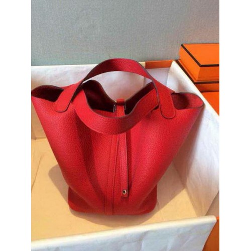 Hermes Picotin Lock 22cm Taschen Litschi Leder HPT22 Rot