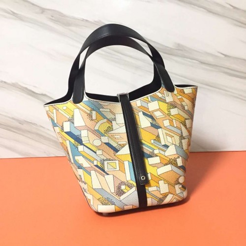 Hermes Picotin Lock 22cm Taschen Litschi Leder HPT88 schwarz