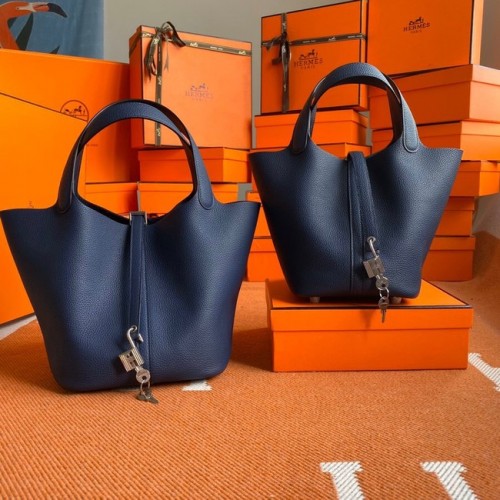 Hermes Picotin Lock Taschen Original togo Leder PL3388 Saphirblau