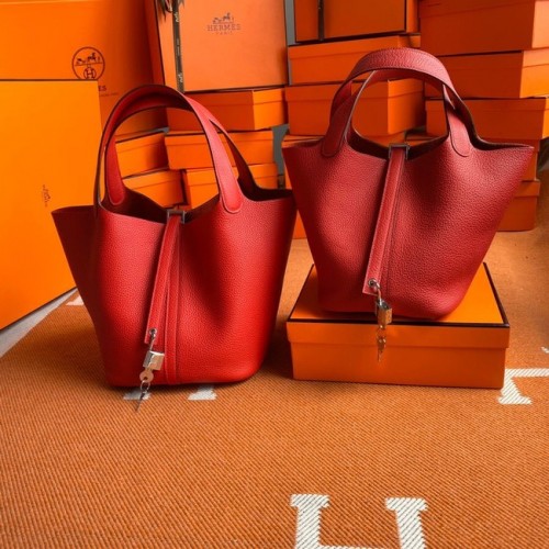 Hermes Picotin Lock Taschen Original togo Leder PL3388 rot