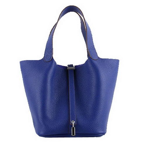 Hermes Picotin Lock MM Taschen Clemence Leder H8616 Blau