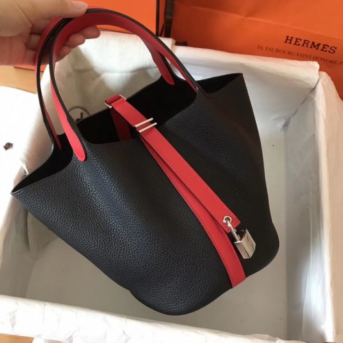 Hermes Picotin Lock PM Taschen Original Leder H8688 schwarz&rot