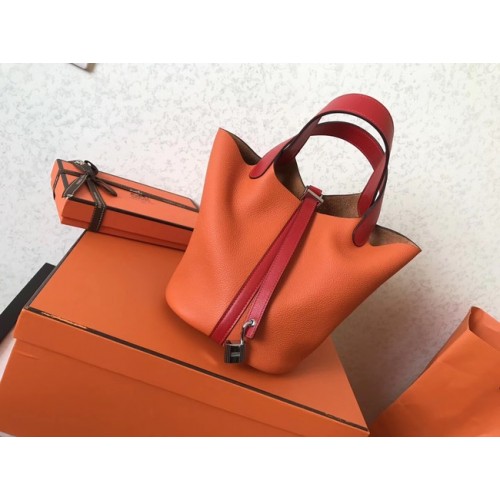 Hermes Picotin Lock PM Taschen Original Leder H8688 orange&rot
