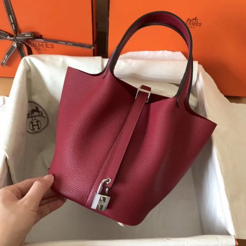 Hermes Picotin Lock PM Taschen Original Leder H8688 weinrot