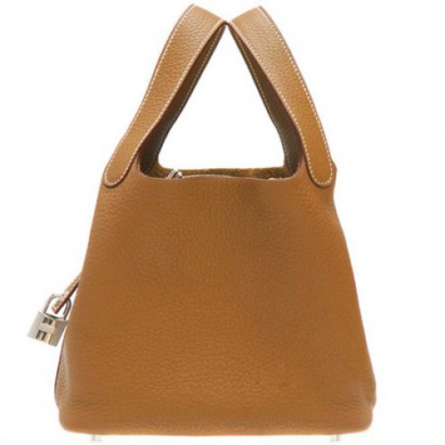 Hermes Picotin Lock PM Taurillon Clemence Leder Silber Hardware Gold