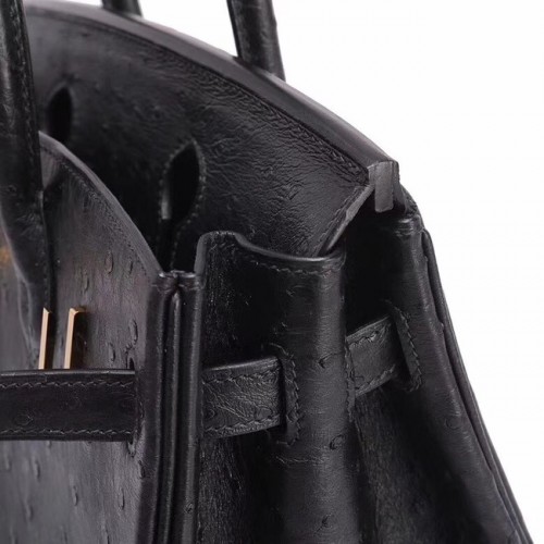 Hermes Echt Straußenleder Birkin Tasche BK35 schwarz