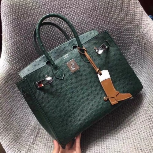 Hermes Echt Straußenleder Birkin Tasche BK35 grün