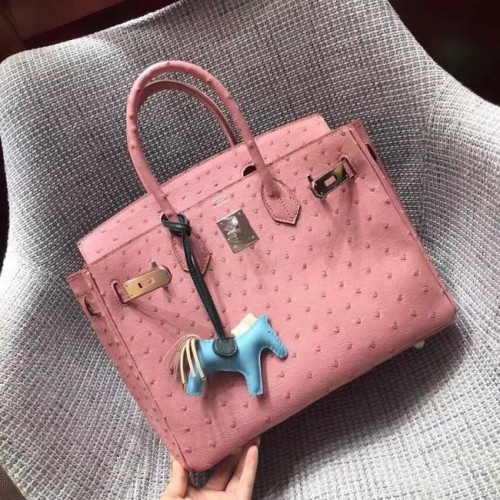 Hermes Echt Straußenleder Birkin Tasche BK35 rosa