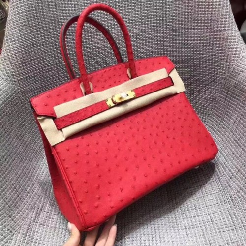 Hermes Echt Straußenleder Birkin Tasche BK35 rot