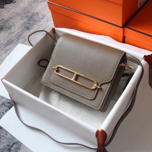 Hermes Roulis 19cm Evercolor 9D H9003 dunkelgrau&Gold