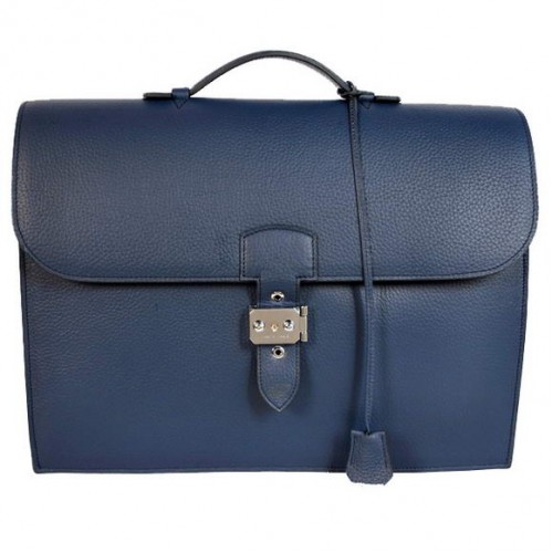 Hermes Sac Depeche 38cm Aktentasche Clemence Dunkelblau