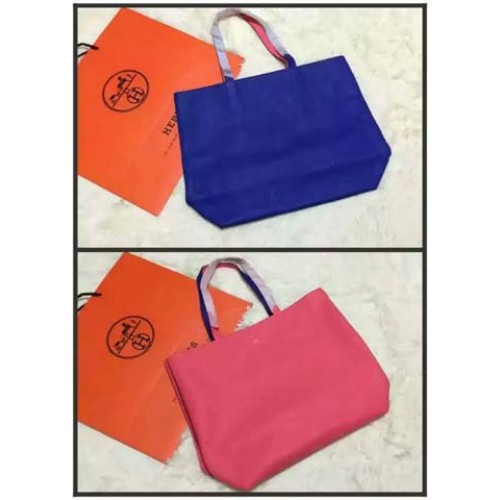 Hermes Shopper Doppelseitige Tasche Original Leder HS1209 Blau&Rosa