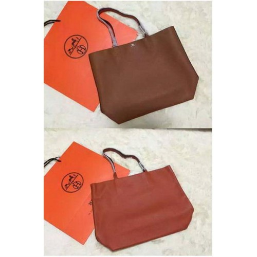 Hermes Shopper Doppelseitige Tasche Original Leder HS1209 Orange&Weizen