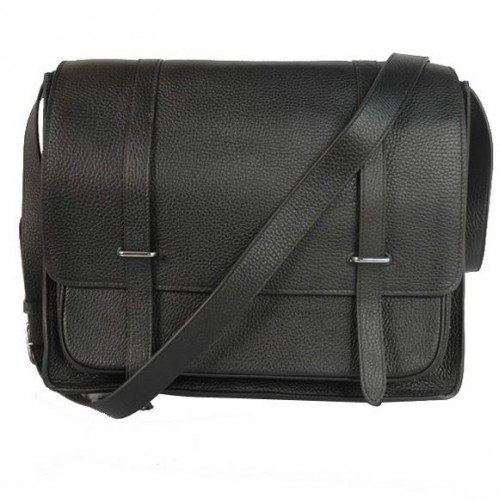 Hermes Steve 35CM Umhängetasche Clemence Leder Schwarz
