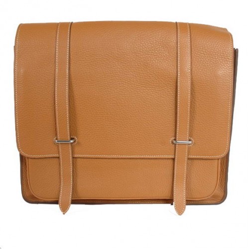 Hermes Steve 35CM Umhängetasche Clemence Leder Kamel