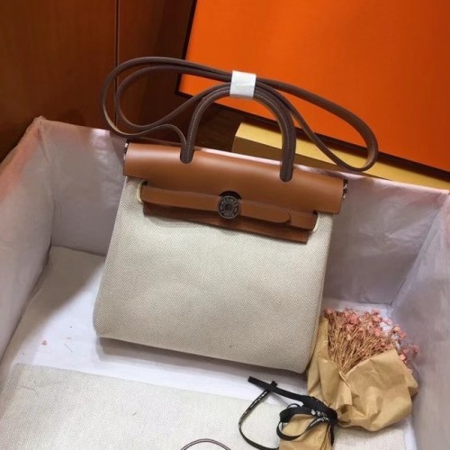 Hermes Mini Herbag Original Canvas Leder Kalbsleder 45987 Offwhite&brown